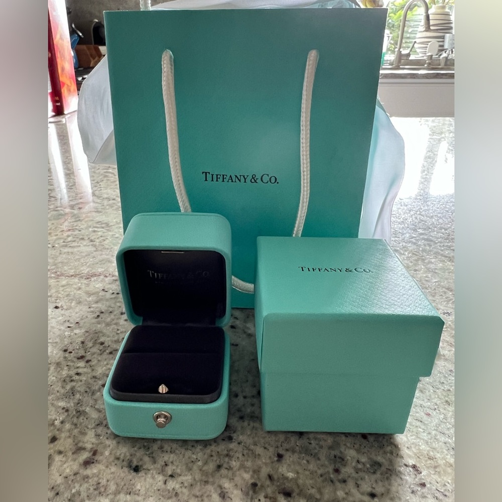 Tiffany ring box, bag, and ribbon